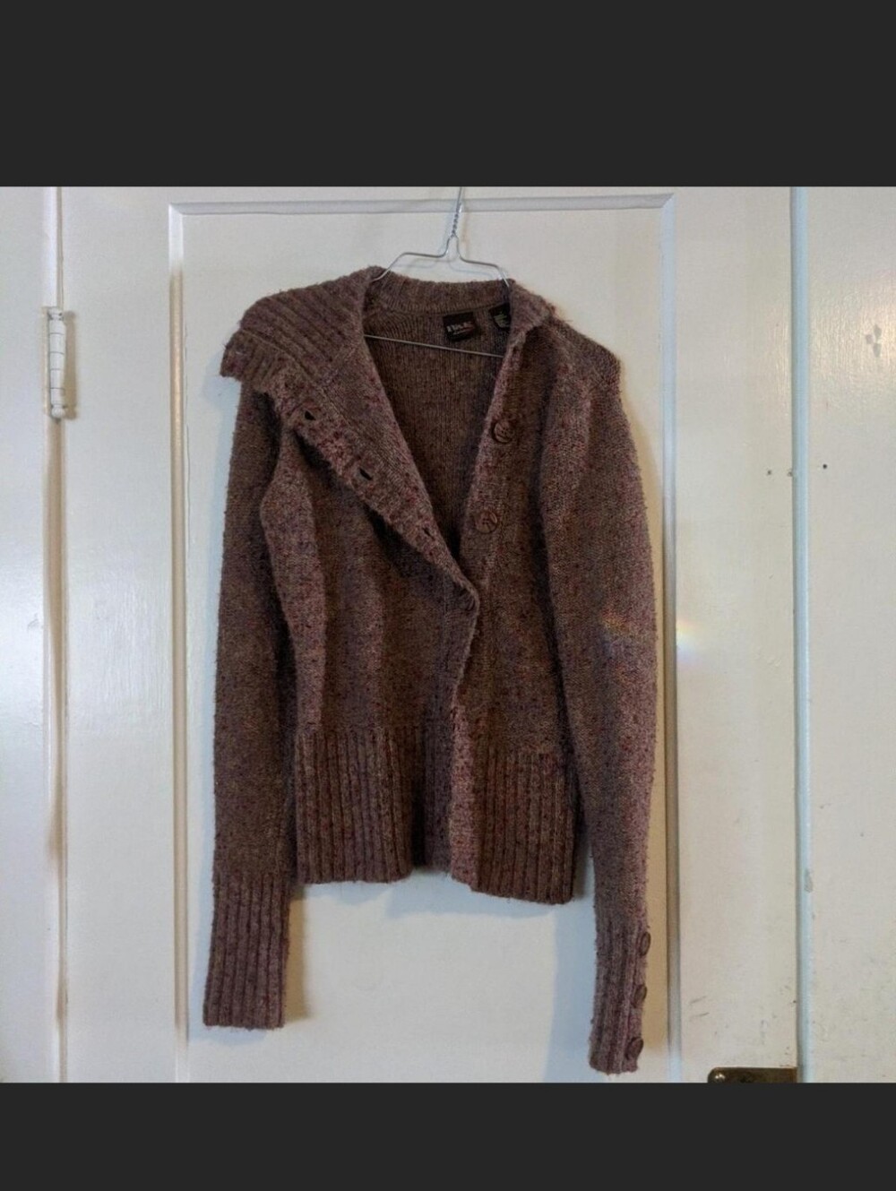 Shawl Collar Button Front Sweater M Cardigan Brown Goblin Granny Dark Academia